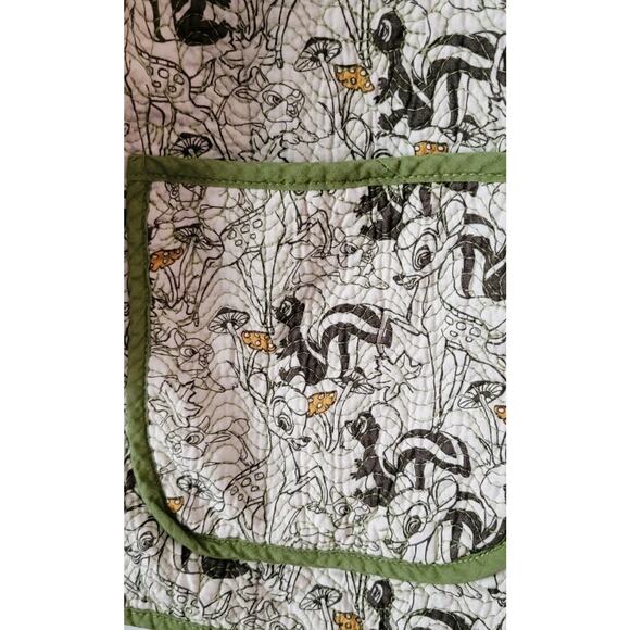 Disney Parks Bambi Flower Quilted Jacket Blazer V-Neck Button Cotton Olive - Picture 3 of 13